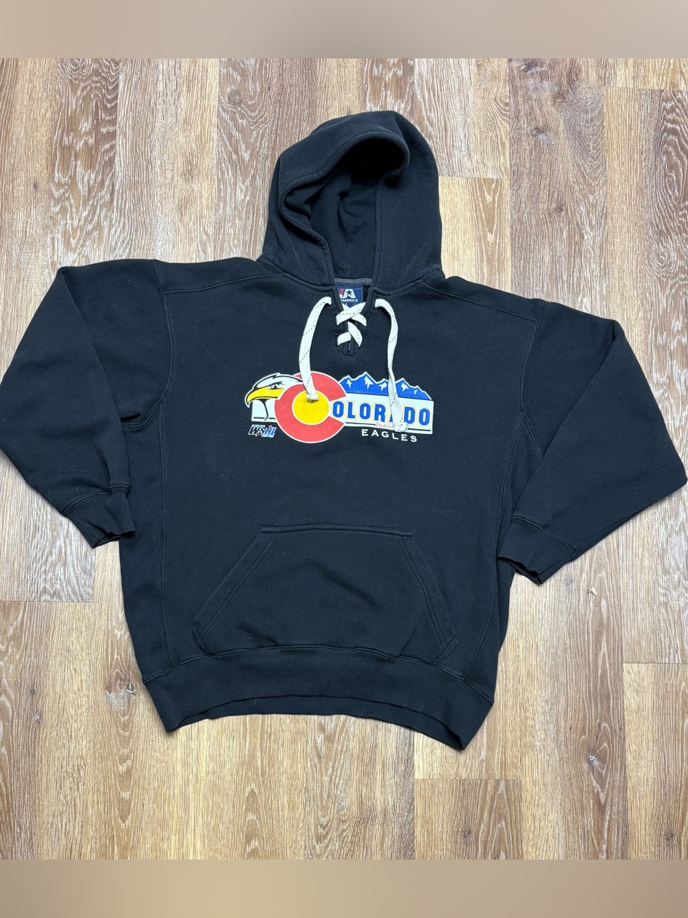 J. America Black Colorado Eagles Lace-Up Crewneck Sweatshirt